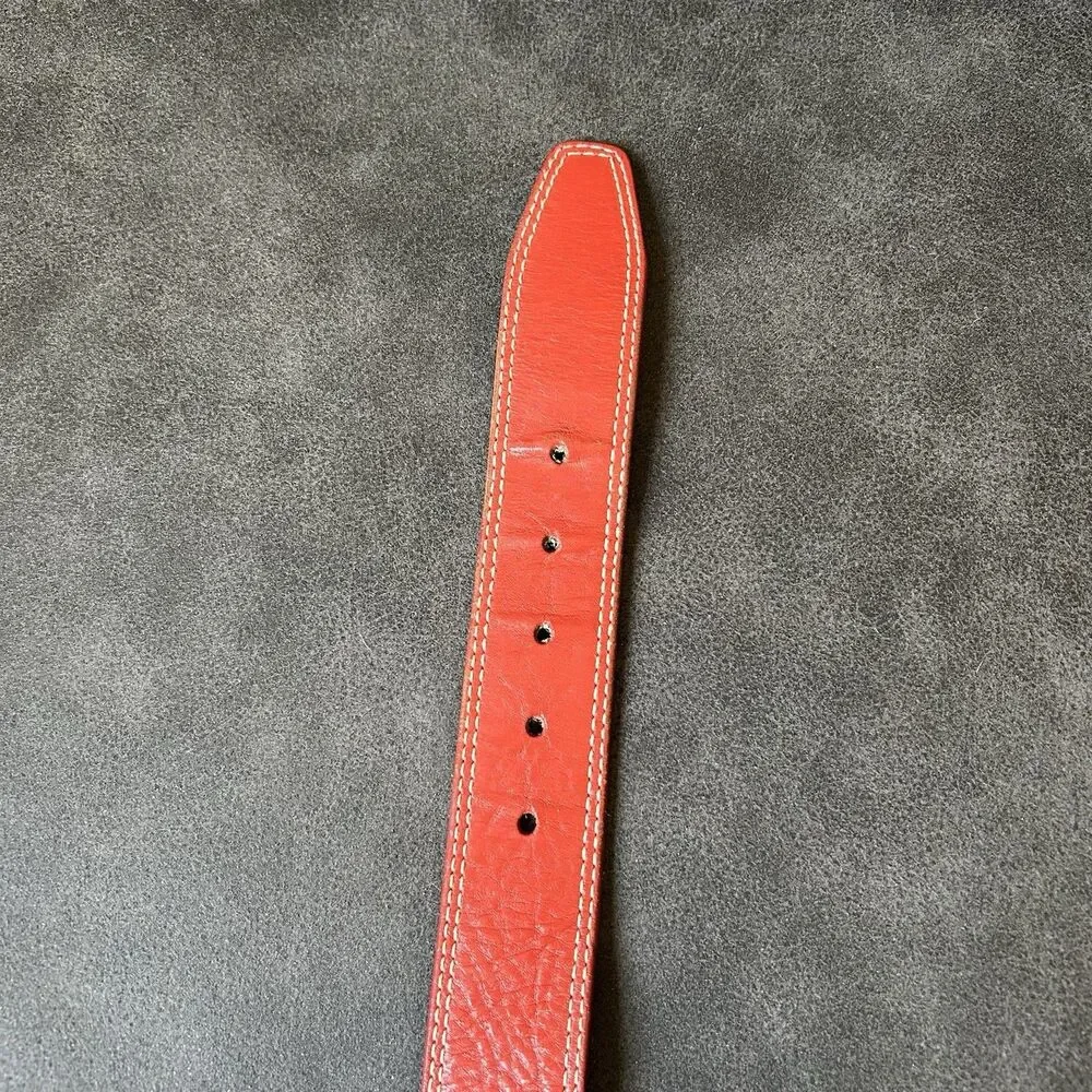 Vintage Y2K Michael Kors Womens Red Genuine Leather Belt Gold Buckle 33”